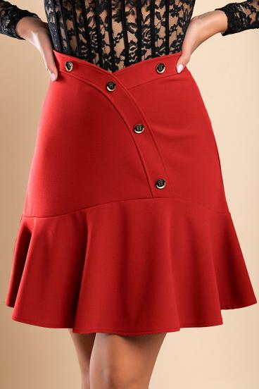 Mini sukně s ozdobnými knoflíky, červená