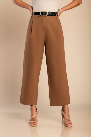 Elegantní kalhoty s rovným střihem, velbloudí barva