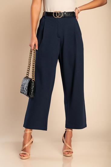 Elegantní kalhoty s rovnými nohavicemi, modré