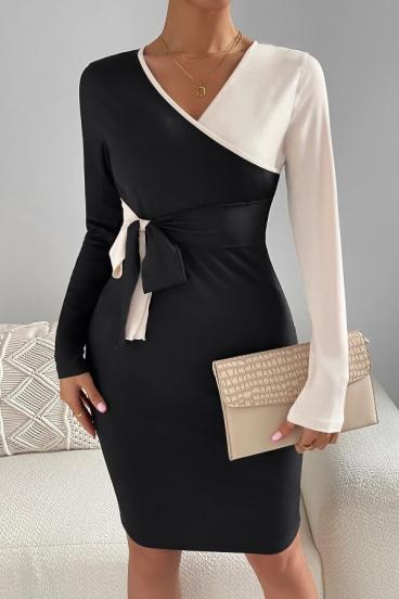 Elegantní šaty ve dvoubarevné kombinaci, černá a bílá