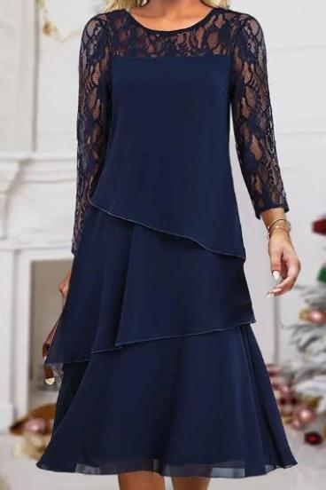 Elegantní šaty s krajkou, tmavě modré