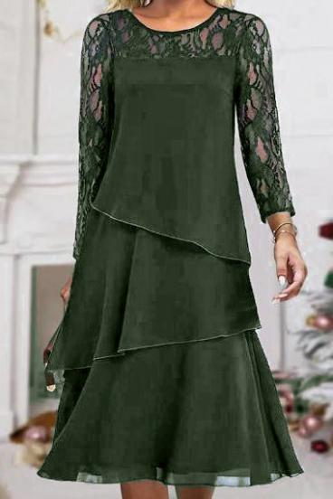 Elegantní šaty s krajkou, olivová