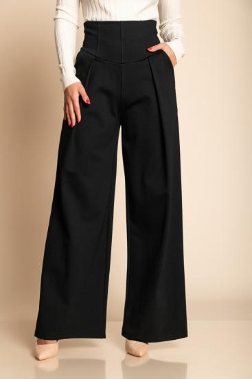 Elegantní dlouhé kalhoty s vysokým pasem, černé