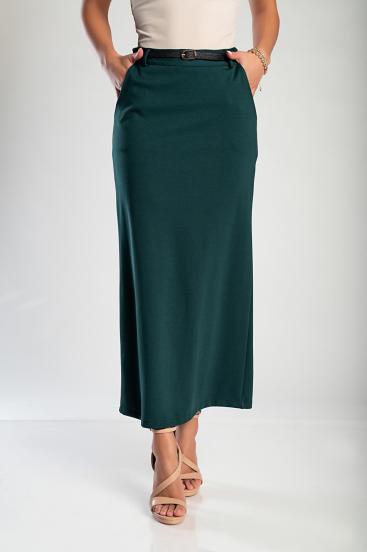 Elegantní midi sukně, tmavě zelená