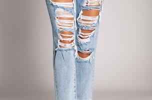 Rovné džíny s rozparky Volenta, světle modré