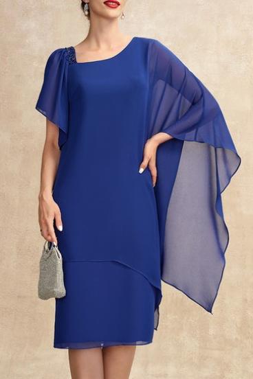 Elegantní midi šaty s flitry, modré