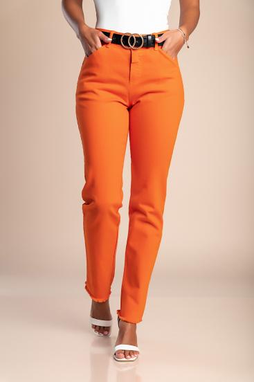 Přiléhavé bavlněné kalhoty, oranžové