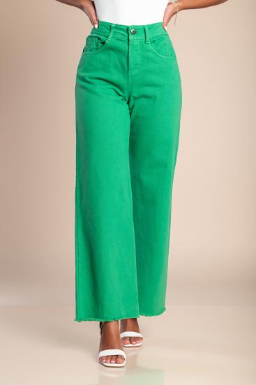 Široké bavlněné kalhoty, zelené