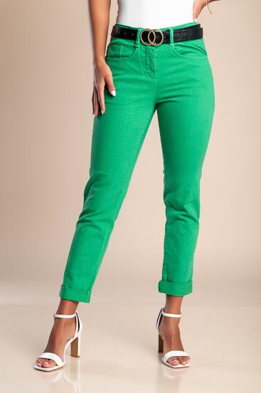 Přiléhavé bavlněné kalhoty, světle zelené