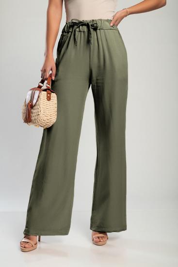 Elegantní dlouhé kalhoty Alamos, olivové