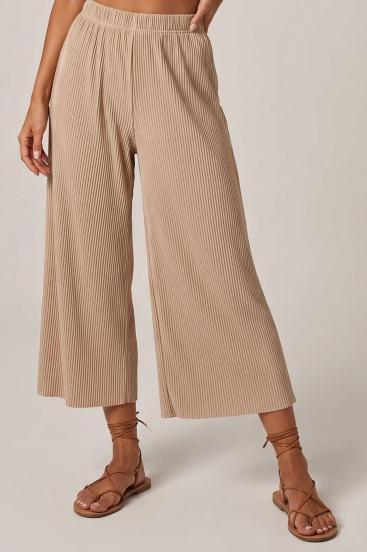 Elegantní řasené kalhoty béžové barvy