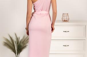 Asymetrické midi šaty Lavisa, světle růžové