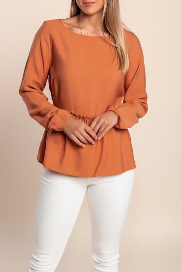 Halenka větší velikosti s dlouhým rukávem, cihlová