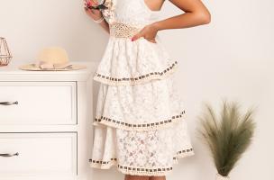 Krajkové letní midi šaty Figina, bílé