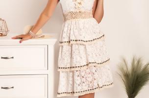 Krajkové letní midi šaty Figina, bílé