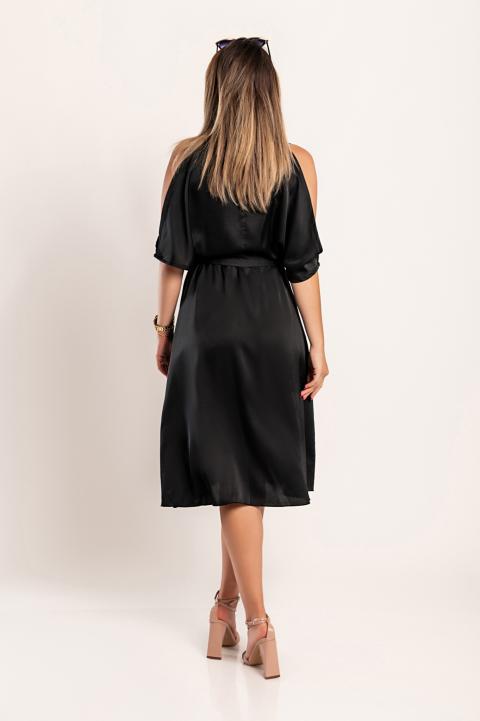 Elegantní midi šaty s výstřihem Thiena, černé