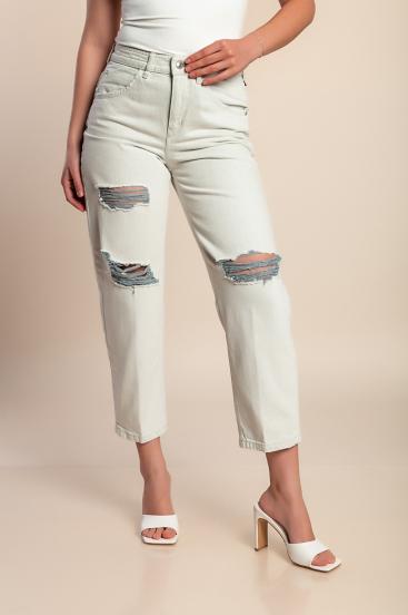 Džíny plus size s rozparky, světle šedé