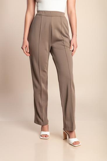 Kalhoty plus size s gumou, hnědé