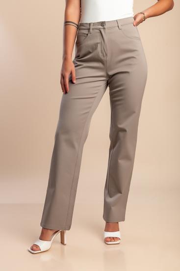 Kalhoty z bavlny pro plnoštíhlé, béžové