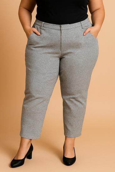 Bavlněné kalhoty plus size s potiskem, bílé a černé