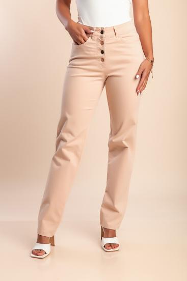 Kalhoty plus size s knoflíky, světle růžové