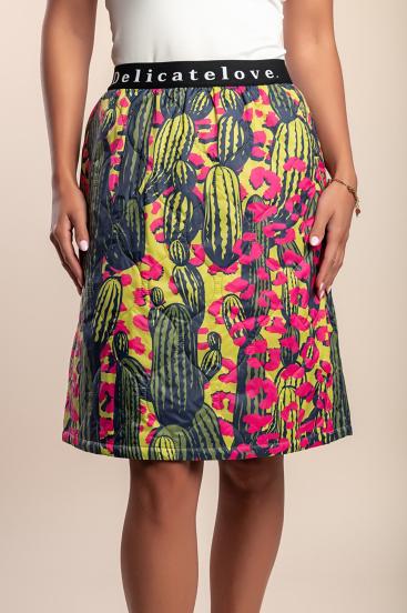 Midi sukně s potiskem, zelená