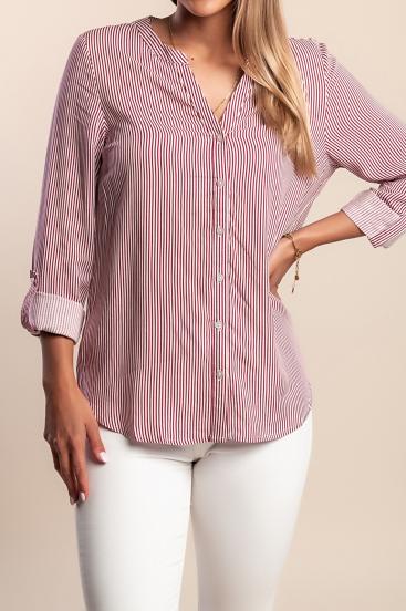 Tričko plus size s pruhovaným potiskem, červené