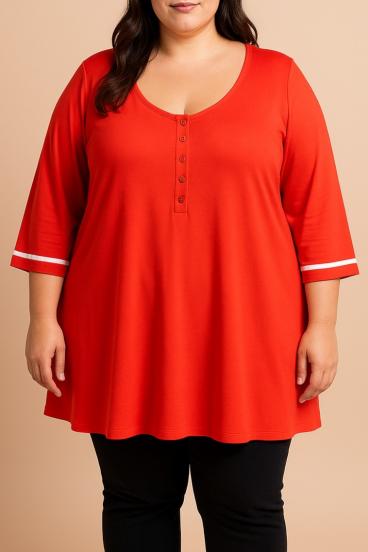 Top plus size s knoflíky, červený