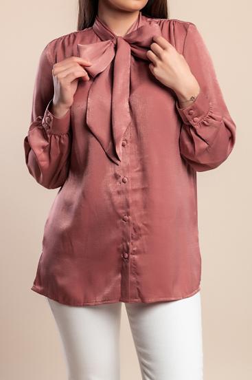 Halenka plus size s mašlí, antická růžová