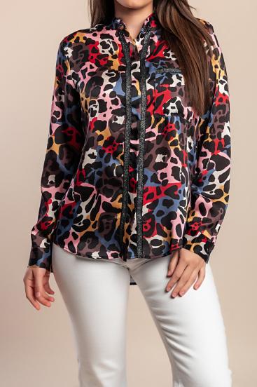 Top s leopardím potiskem pro větší velikosti, černý