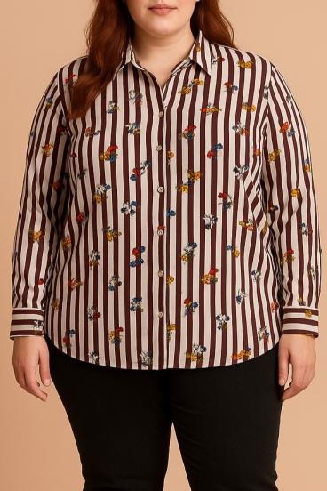 Halenka plus size s potiskem, vínová