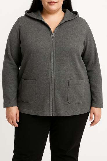 Bunda na zip plus size, šedá