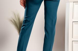Elegantní dlouhé kalhoty s rovným střihem Tordina, Petrol