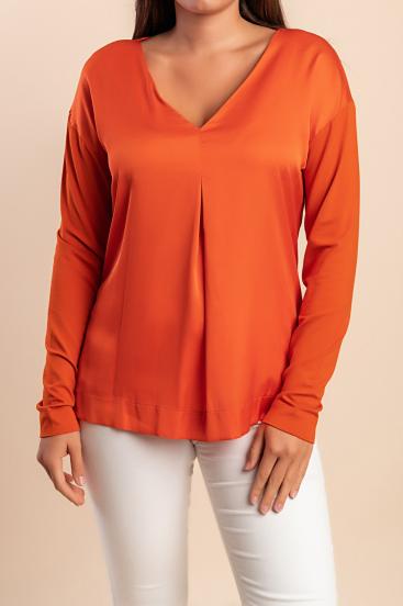 Halenka s výstřihem do "V", oranžová