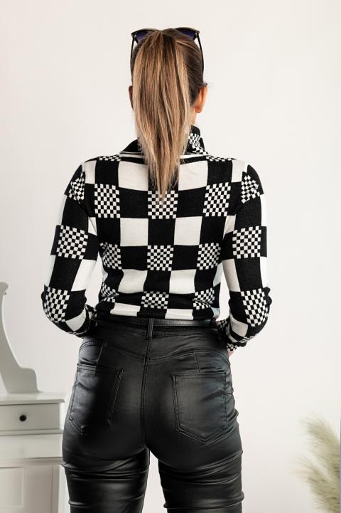 Pulovr s šachovnicovým vzorem Roldana, černý