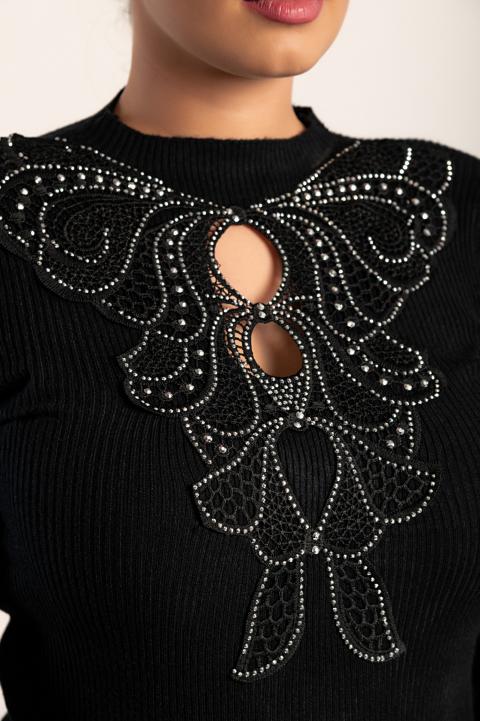 Elegantní svetr s ozdobným detailem Sunna, černý