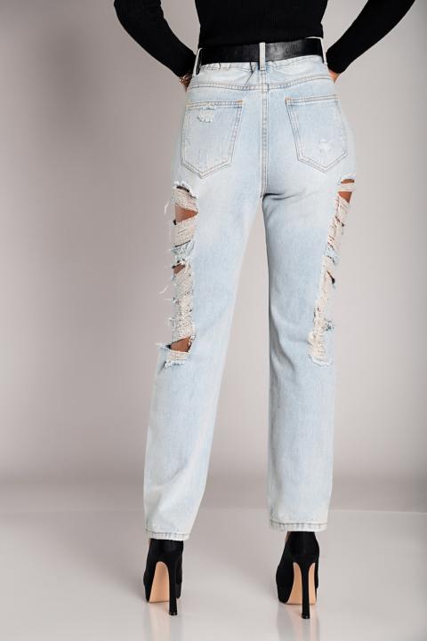 Rovné džíny s velkými rozparky Venetina, světle modré