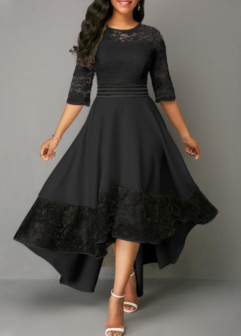 Elegantní šaty s krajkou Bianca, černé