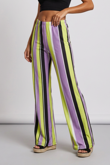 Elegantní dlouhé pruhované kalhoty, zelené