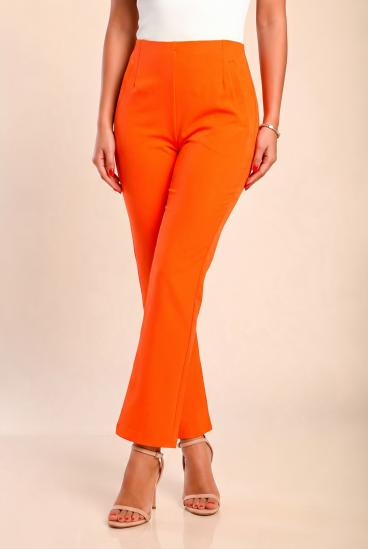 Elegantní kalhoty s rozšířenými nohavicemi, oranžové