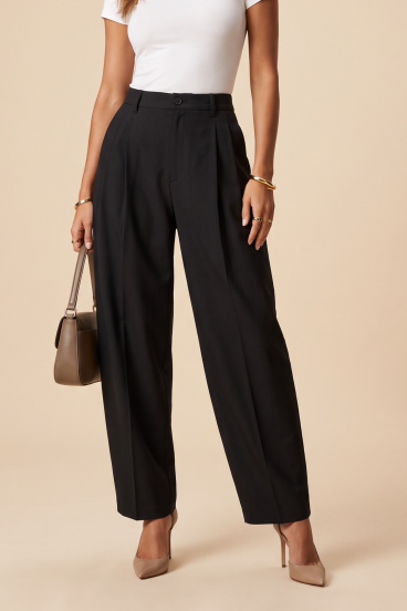 Elegantní kalhoty "Tailored Barrel", černé