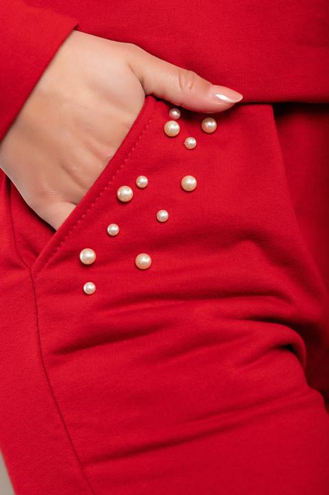 Tepláková souprava s kapucí a perličkami Tinsely, červená