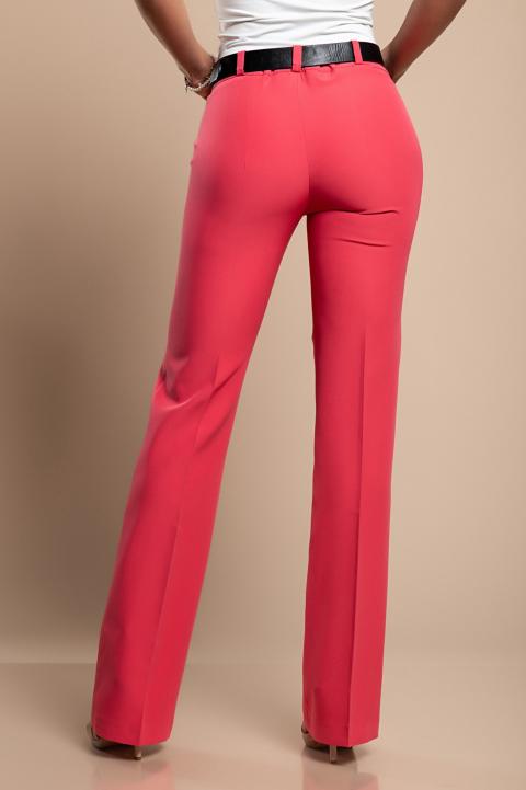 Elegantní dlouhé kalhoty s rovným střihem, korálové