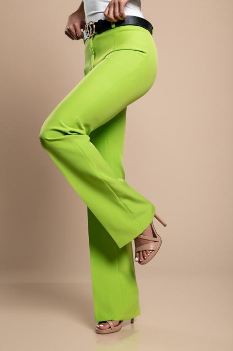 Elegantní dlouhé kalhoty s rovným střihem, zelené