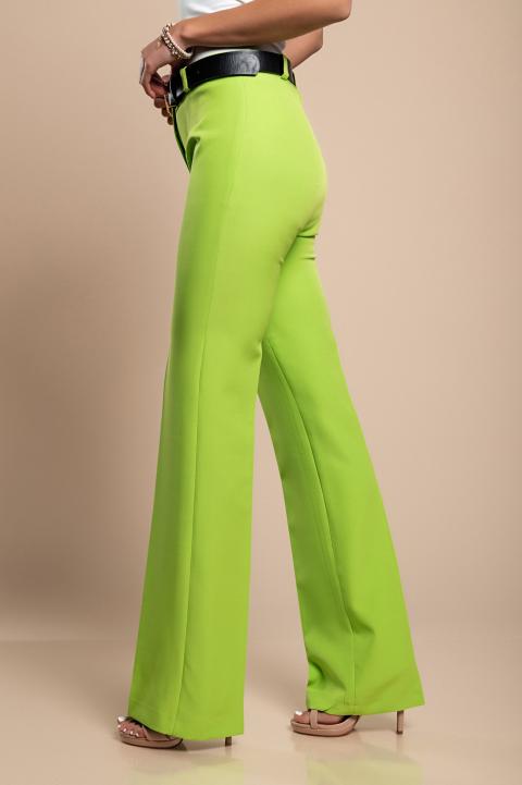 Elegantní dlouhé kalhoty s rovným střihem, zelené
