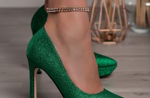 Boty na vysokém podpatku s flitry, zelené