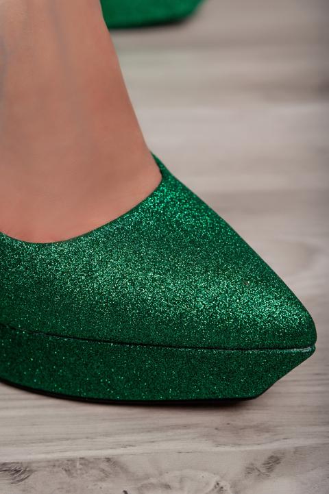 Boty na vysokém podpatku s flitry, zelené
