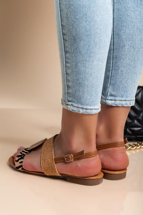 Nízké sandály s ozdobným detailem, béžová/zebra