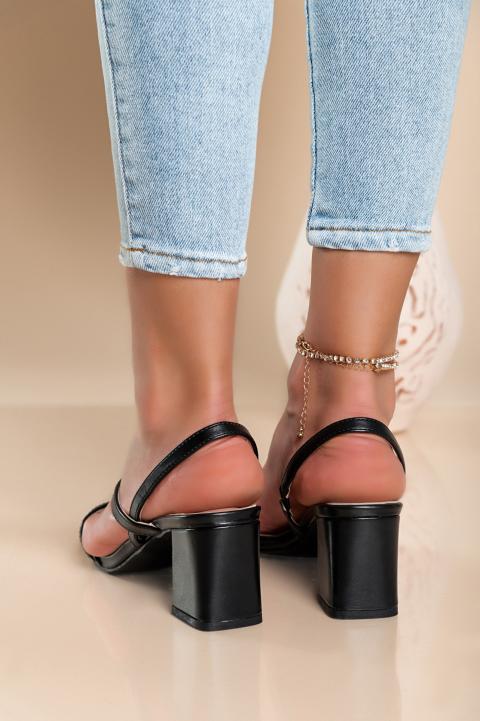 Sandály na čtvercovém podpatku, černé