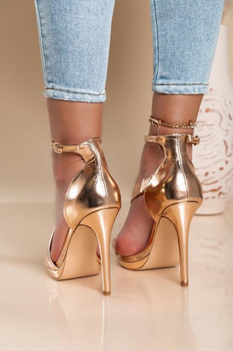 Sandály na vysokém podpatku Madesima, barva champagne